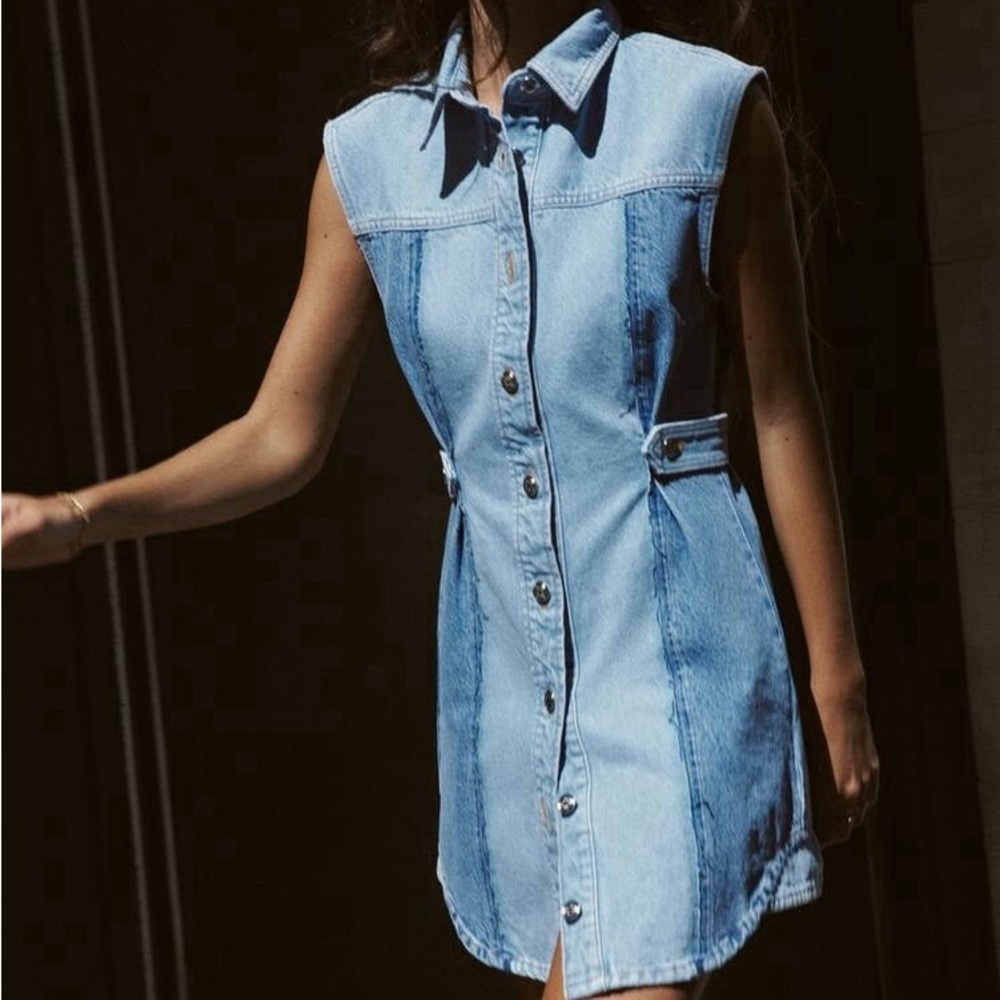 Zara Light Blue Denim Mini Dress